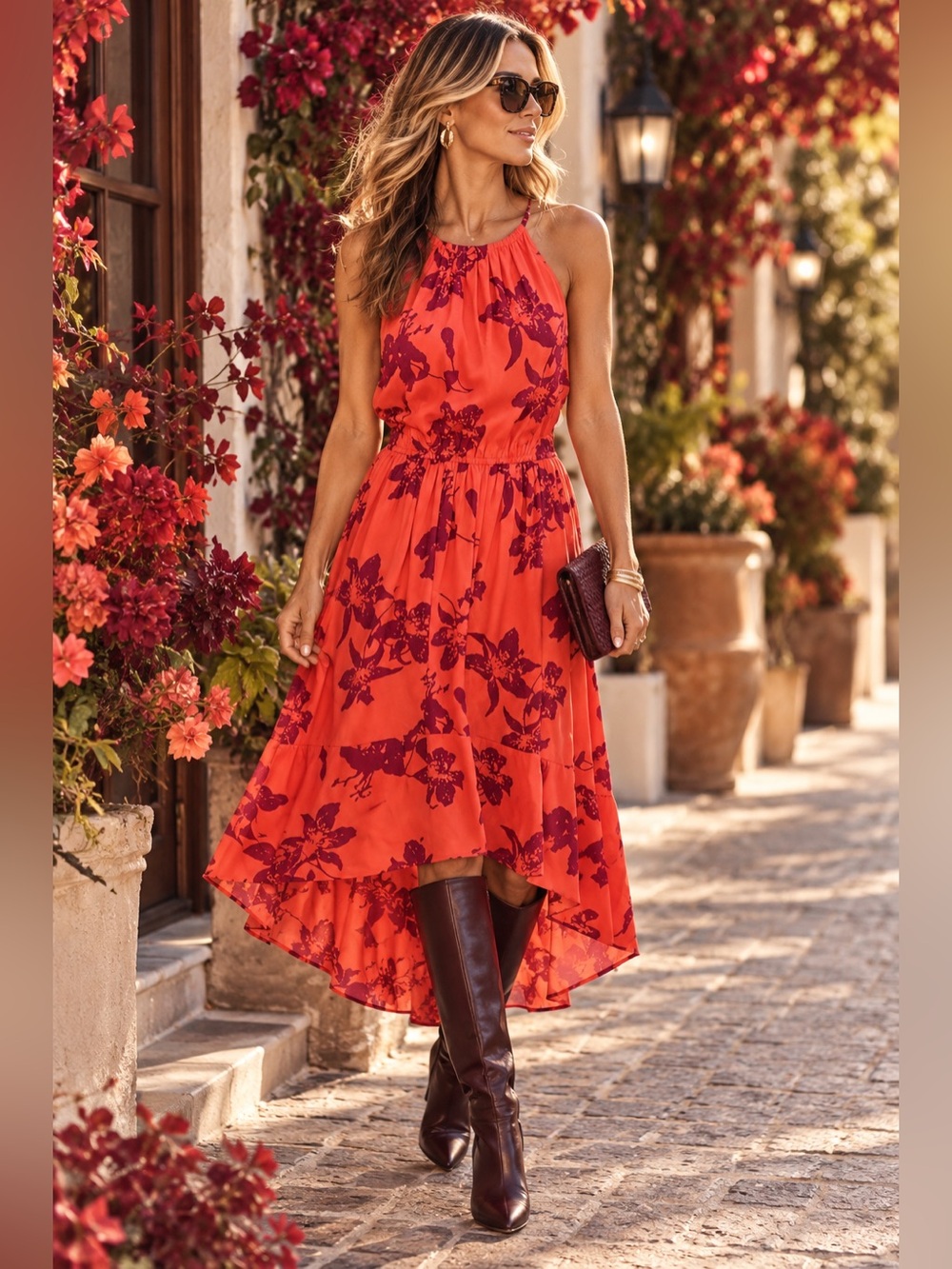 NWT Banana Republic Coral Dress with Purple Floral Print size 4 video